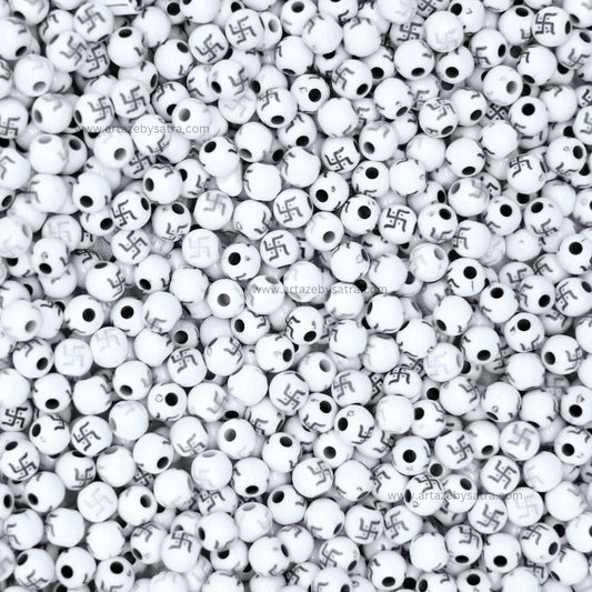 Swastik Plastic Beads | Size : 6mm | PB06