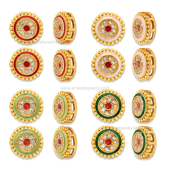 Round Meenakari Kundan Beads | Size : 12mm | Qty : 12pcs