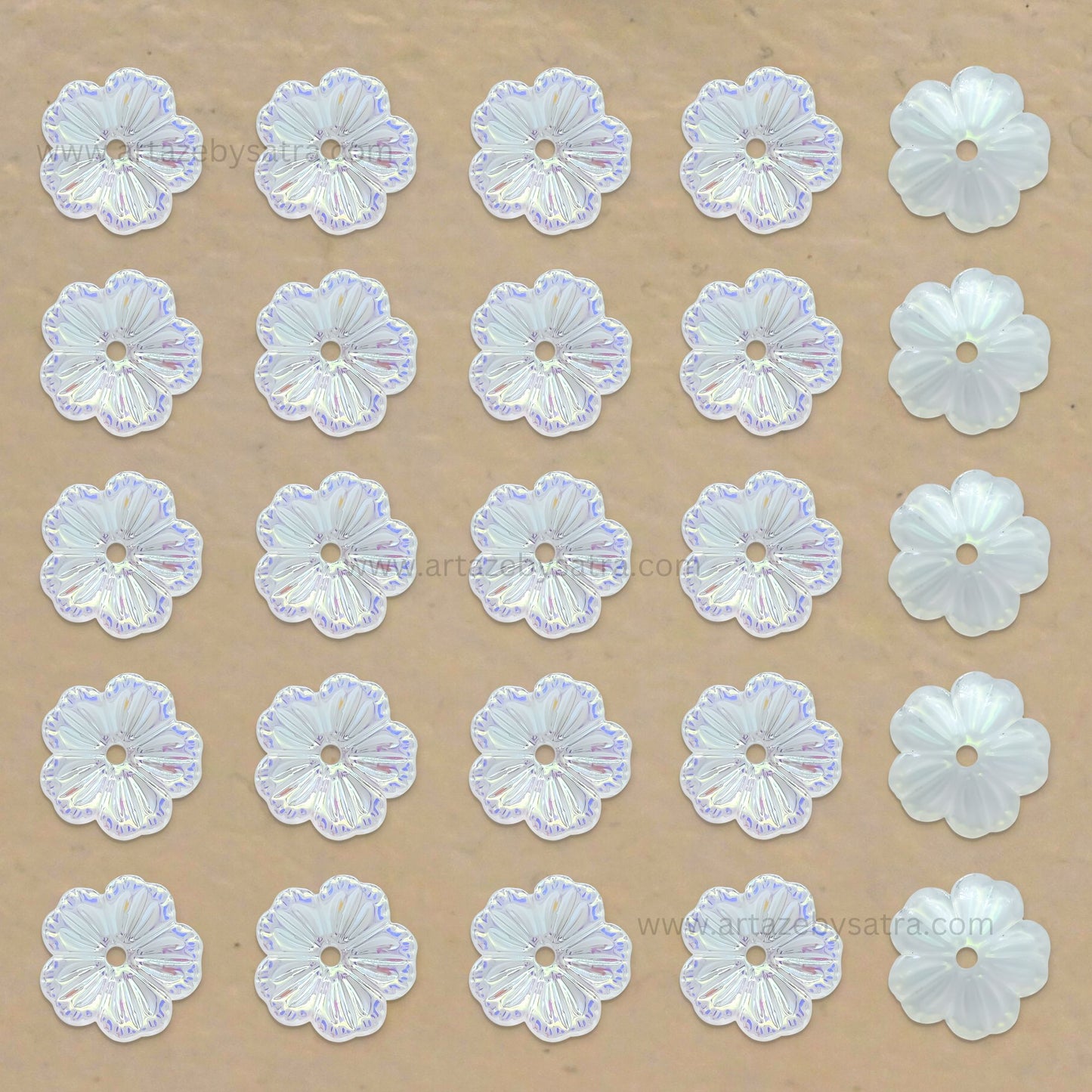 Flower AB Plastic Pearl (1 Hole) | Size : 13mm | Qty : 50pcs | PPB81