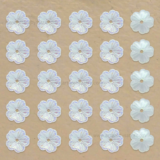 Flower AB Plastic Pearl (1 Hole) | Size : 13mm | Qty : 50pcs | PPB81