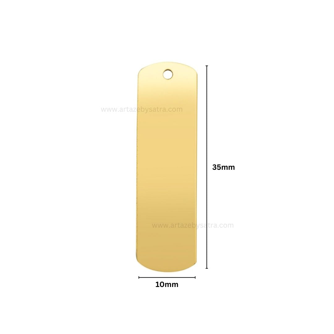 1 Loop Rectangle Matt Finish Metal Art | Size : 35mm | Qty : 10pcs | MA384