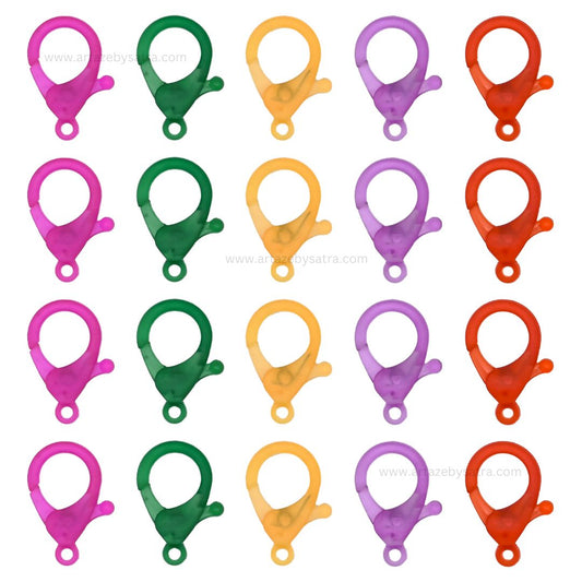 Transparent Plastic Lobster Claw Clasps | Size : 35mm | Qty : 20pcs | BF82