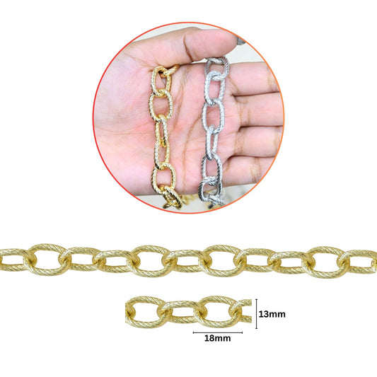 Aluminium Chain | Size : W-13mm H-18mm | Qty : 1mtr | JT-19-35-5