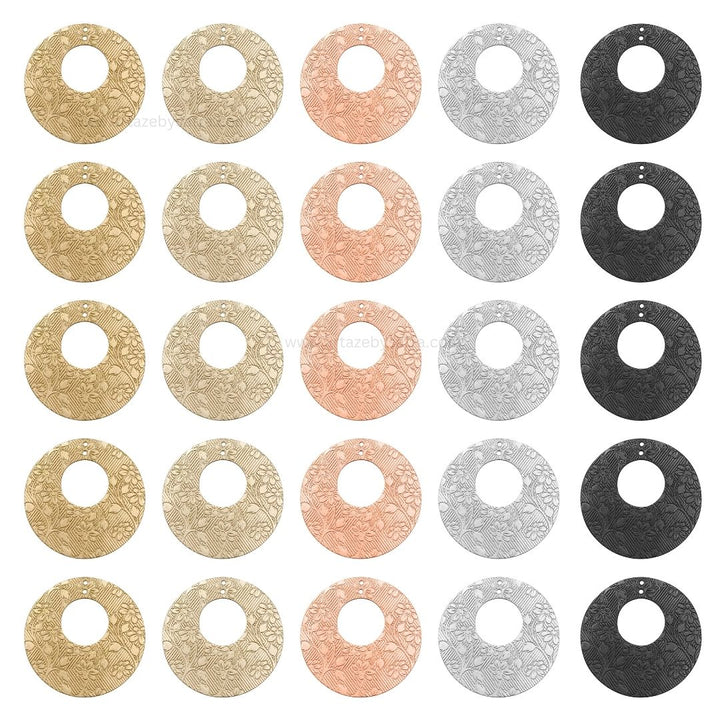 2 Loop Round Floral Matt Finish Metal Art | Size : 28,34mm | Qty : 10pcs | MA380