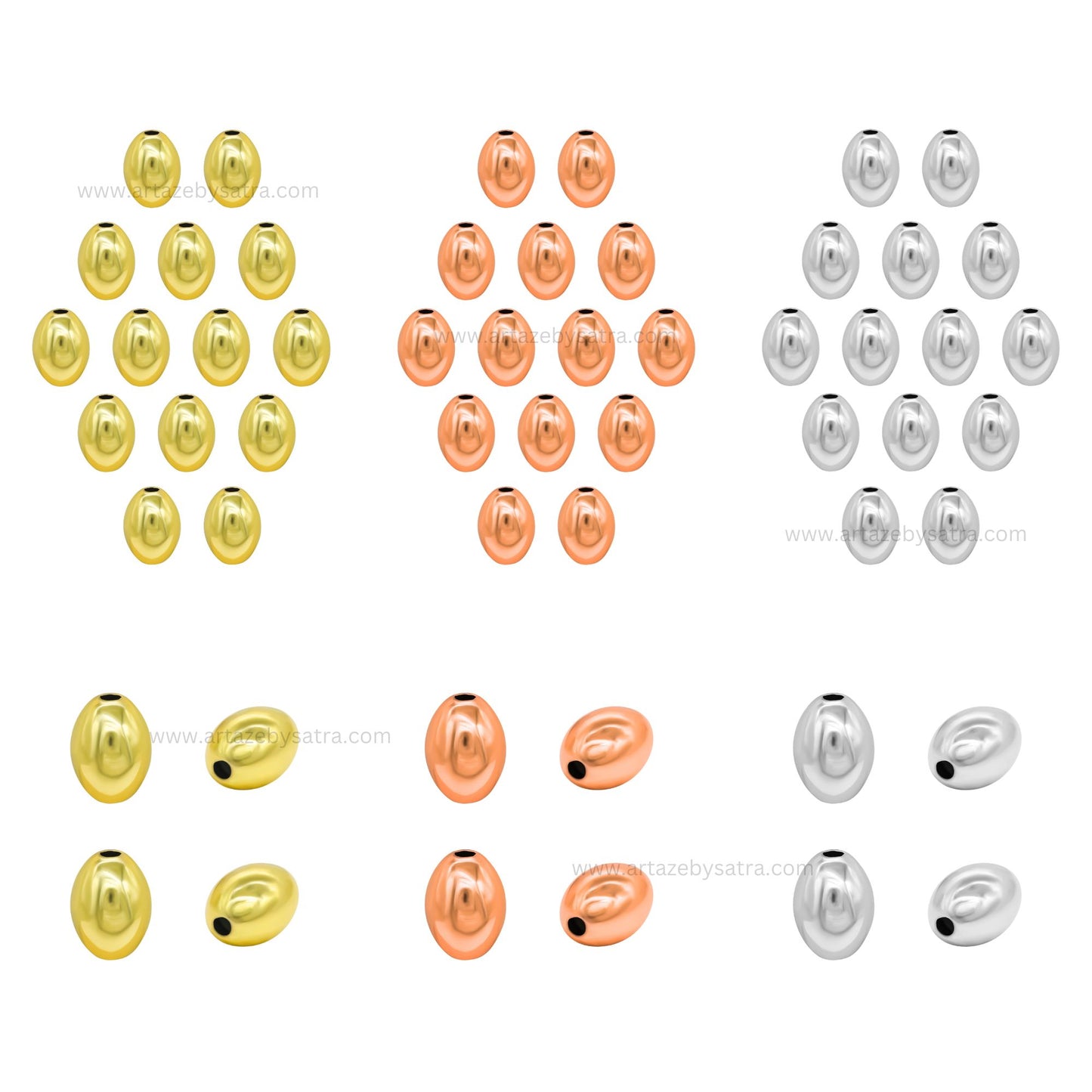 Oval Light Weight Brass Beads | High Quality Plated