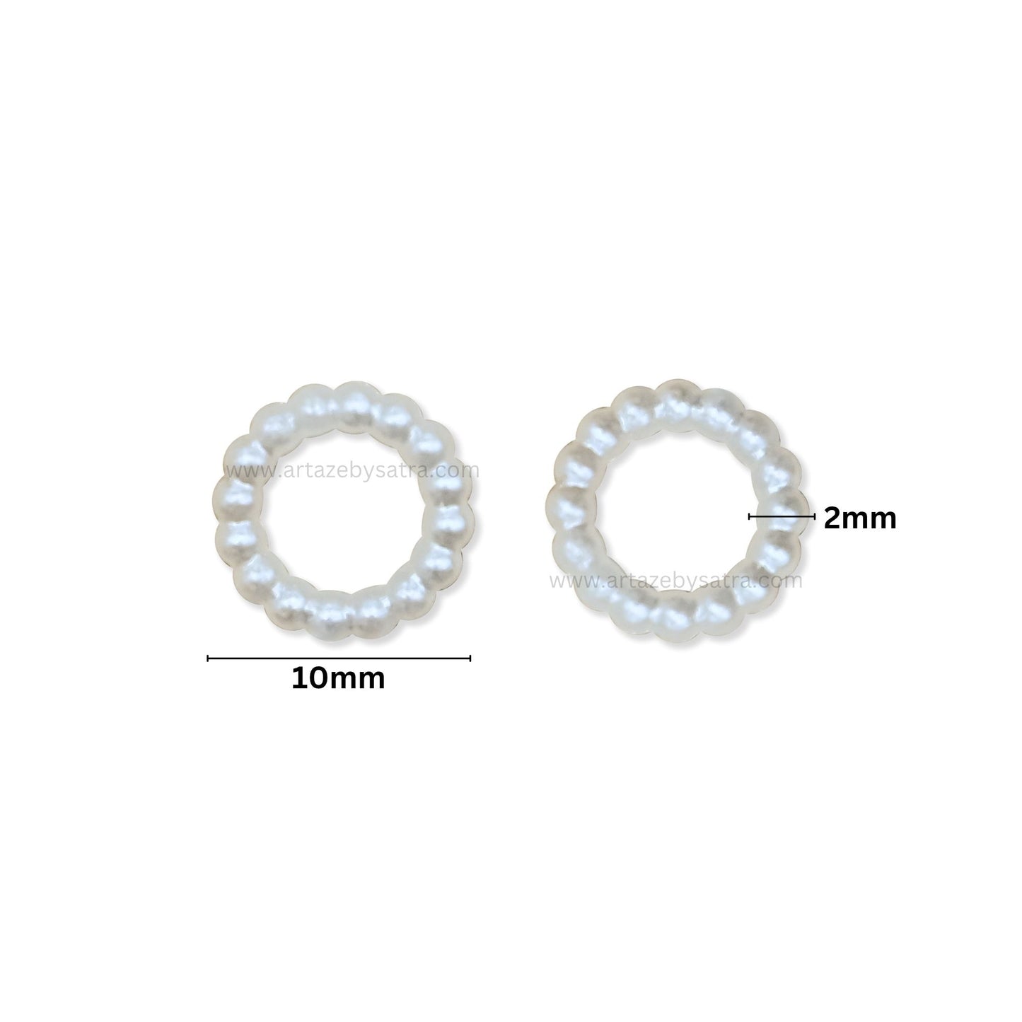 White Pearl Ring Plastic Beads | Size : 10mm | PPB98