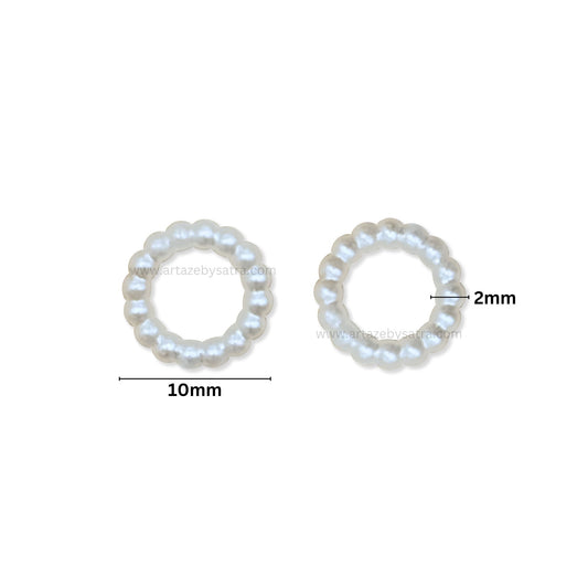 White Pearl Ring Plastic Beads | Size : 10mm | PPB98