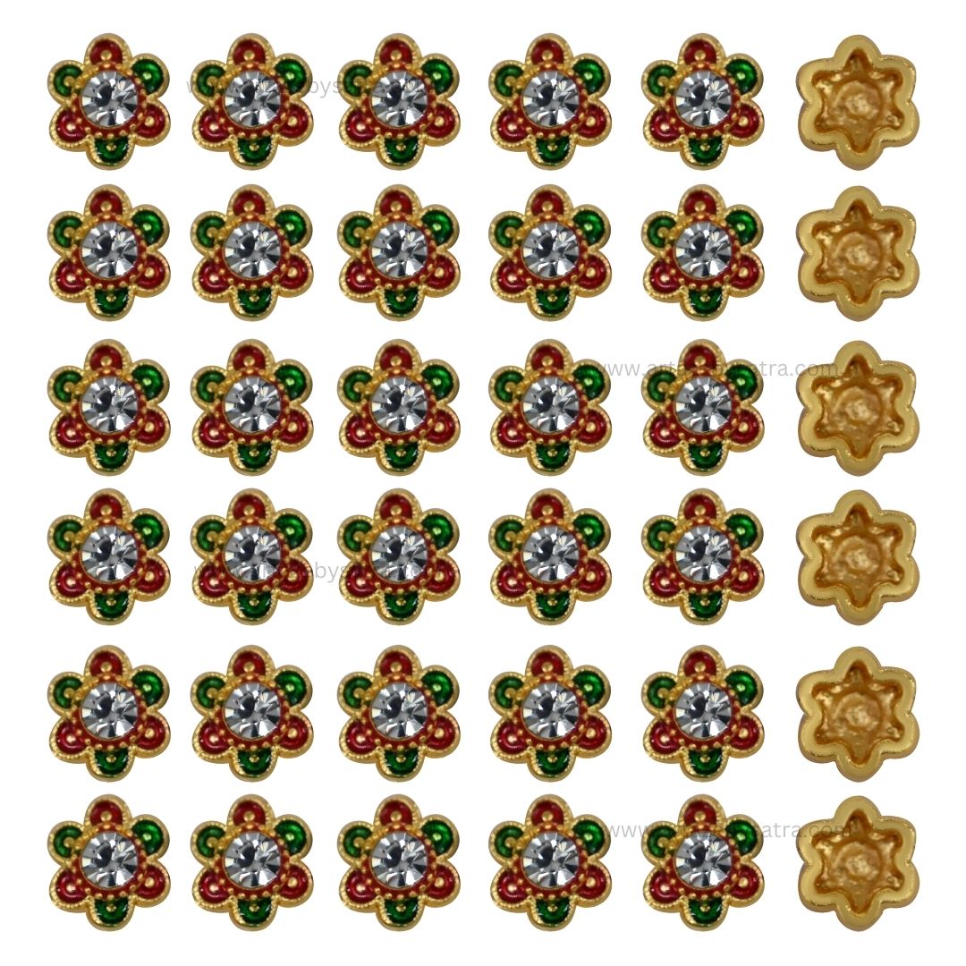 Meenakari Kundan Beads | Size : 9mm | Qty : 12pcs | MKB32