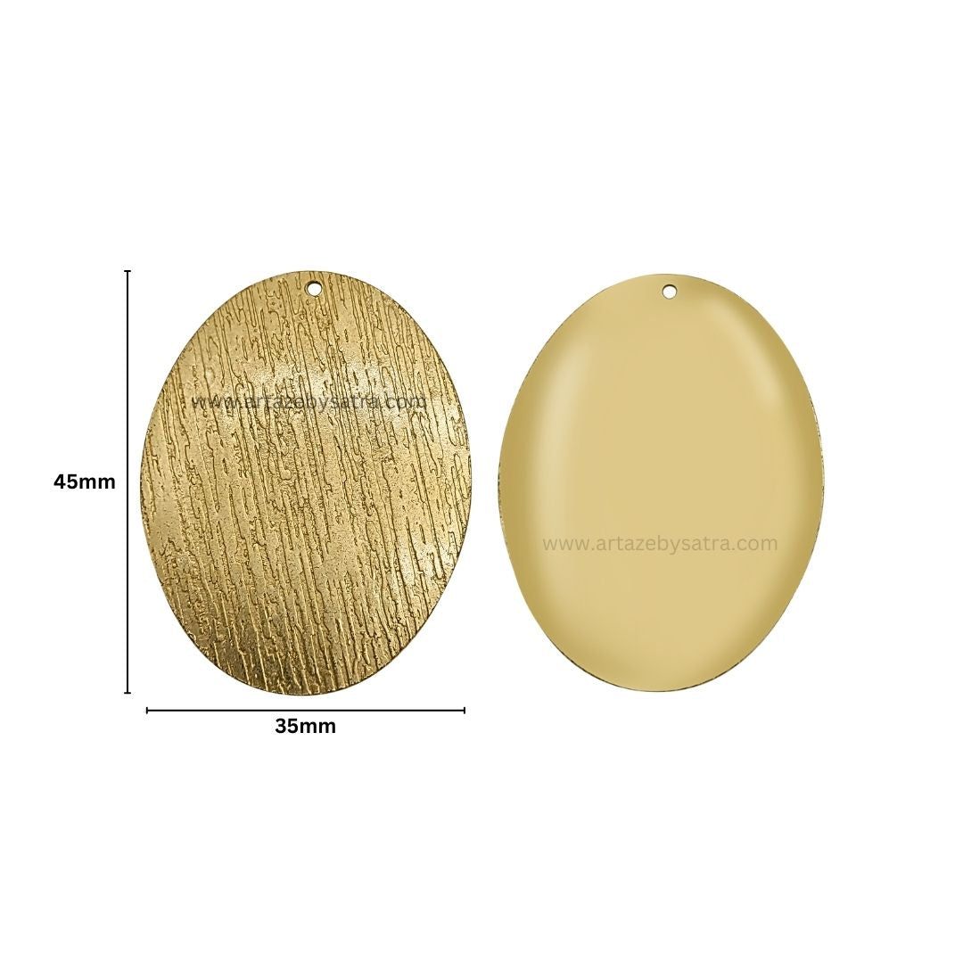 1 Loop Oval Shiny Finish Metal Art | Size : 45mm | Qty : 10pcs | MA379