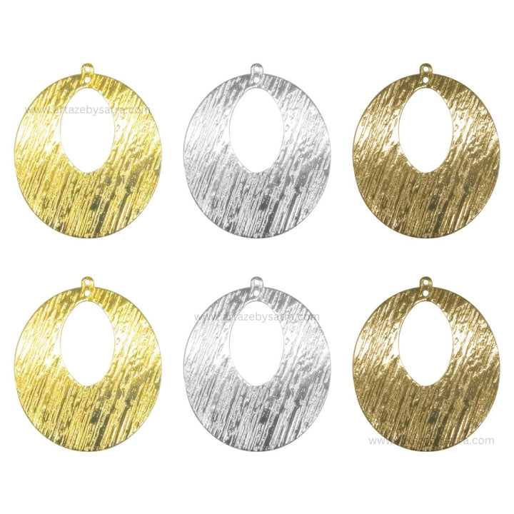2 Loop Oval Shiny Finish Metal Art | Size : 49mm | Qty : 10pcs | MA376