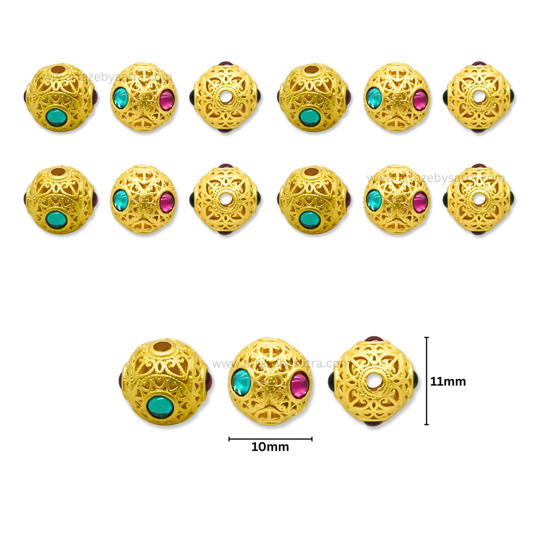 Brass Enamel Stone Charms Beads | High Quality | Size : 10mm | Qty : 4pcs
