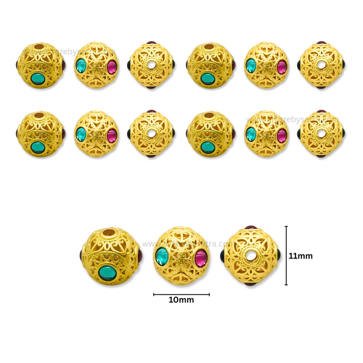 Brass Enamel Stone Charms Beads | High Quality | Size : 10mm | Qty : 4pcs