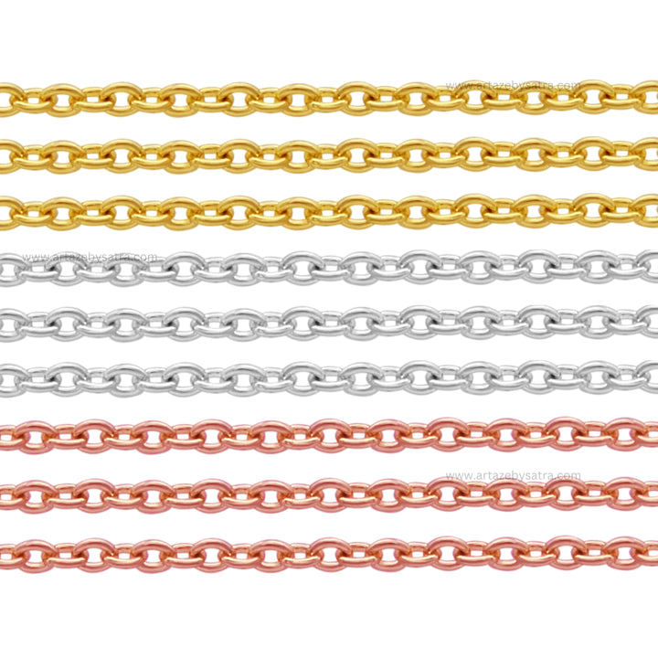 Iron Ready Chain Bracelet-Brass 18k Gold Polished Chain | Size : 9inch | Qty : 1pc