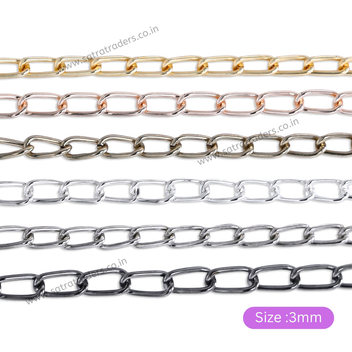 Iron Twisted Link Oval Chain | Size: H-4mm W-7mm | 100grm |  IC04