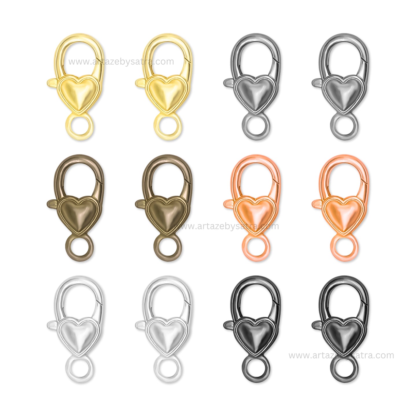 Smooth Heart Lobster Clasp | Size : 27mm | Qty : 10pcs | BF38