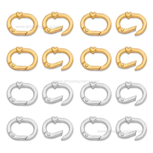 Oval with Heart Alloy Spring Gate Carabiners | Size : 28mm | Qty : 6pcs | BF124