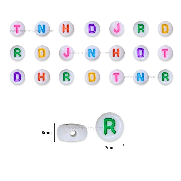 Alphabet Pastel Round Plastic Beads  | Size : 7mm | 100g | PB120