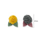 Pom-Pom Floral Appliqués with Knitted Leaves | Size : 37mm | Qty : 6pcs