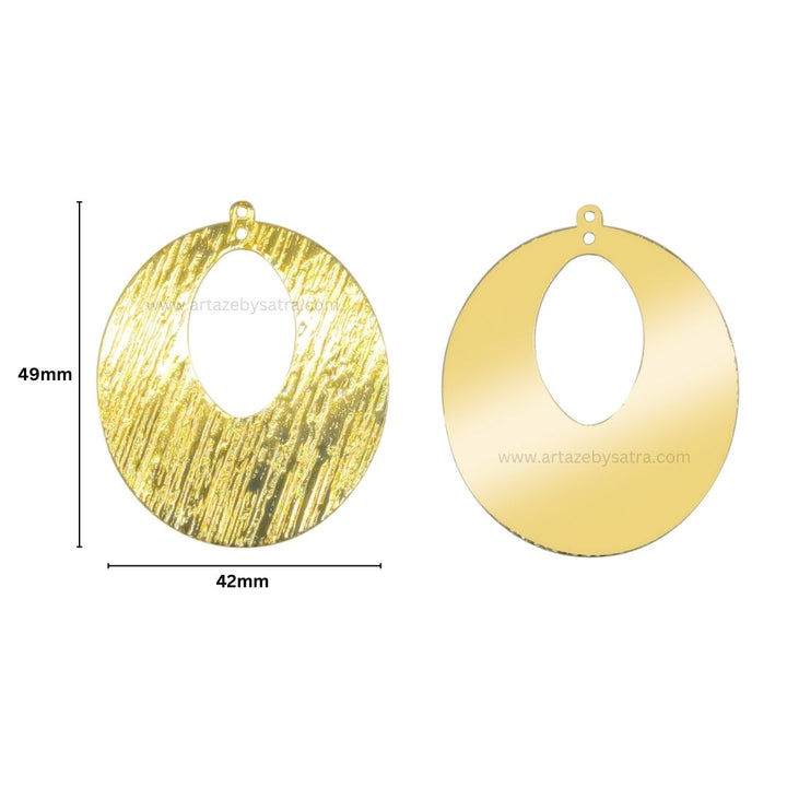 2 Loop Oval Shiny Finish Metal Art | Size : 49mm | Qty : 10pcs | MA376