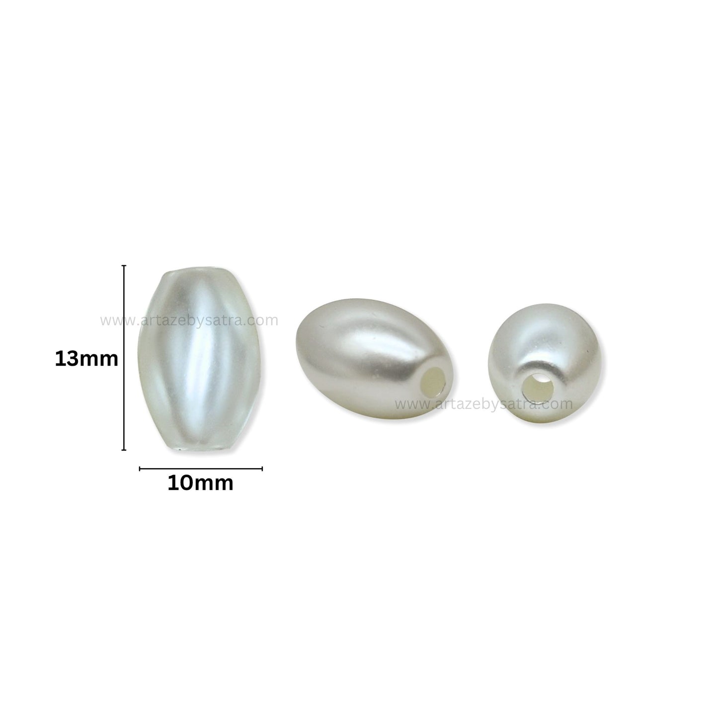 Oval Shape Plastic Pearl Beads | Size : 13mm | PPB101