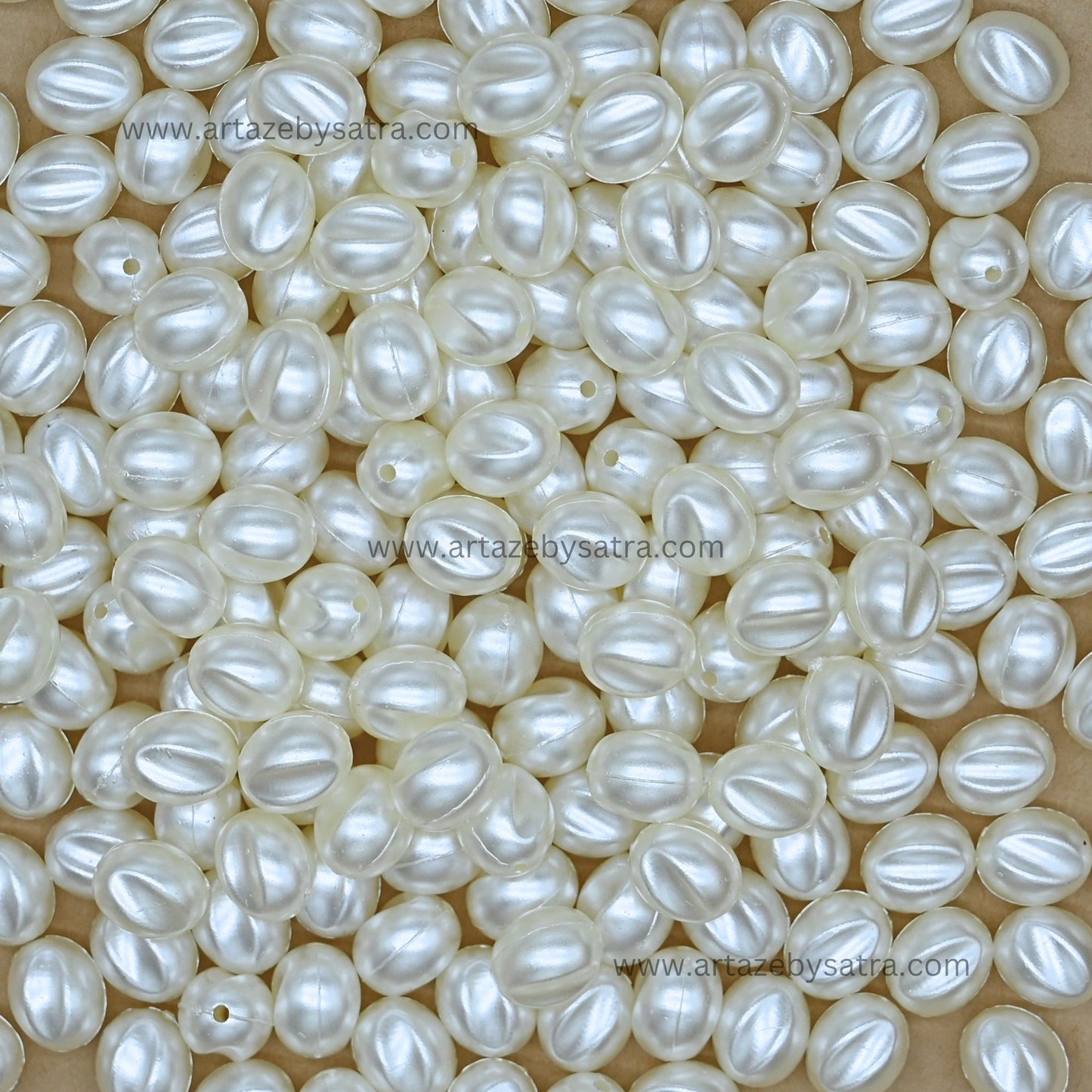 Smooth Striped Oval Plastic Pearl Beads | Size : 11mm | PPB103