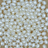 Smooth Striped Oval Plastic Pearl Beads | Size : 11mm | PPB103