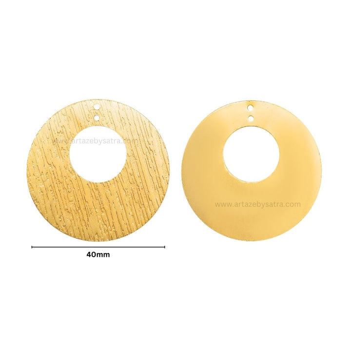 2 Loop Round Matt Finish Metal Art | Size : 40mm | Qty : 10pcs | MA374