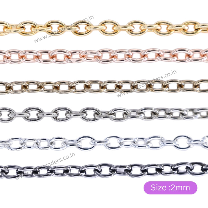Iron Twisted Link O-Shaped Chain | Size:H-2mm W-2mm| 100grm | IC05
