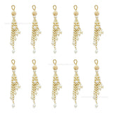 Ivory Pearl & Gold Bead Tassels | Size : 6inch | Qty : 5pcs | T19