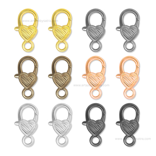 Metal Heart Lobster Clasp | Size : 27mm | Qty : 10pcs | BF37