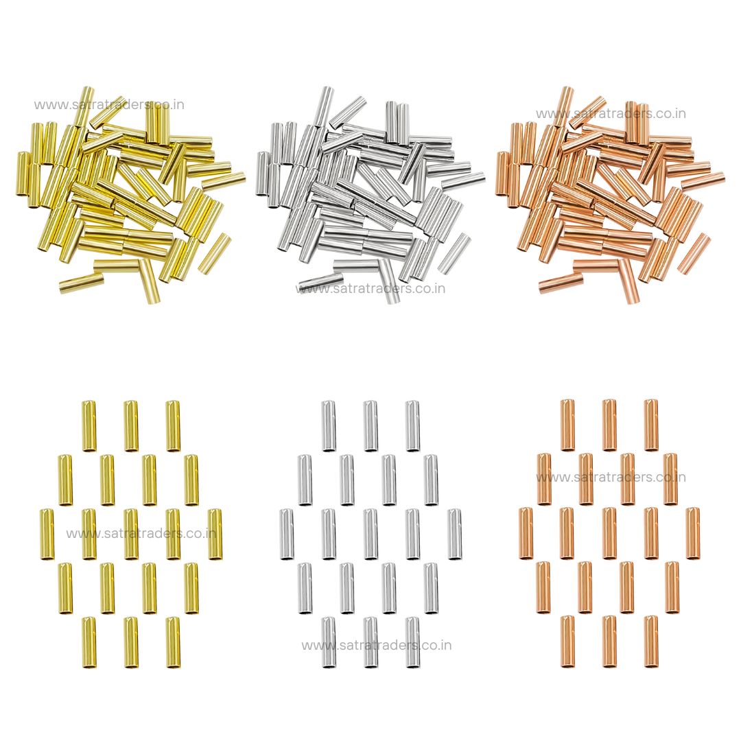 18K Brass Plain Tube Pipe Beads | Size : 7mm | Qty : 50pcs | BF218