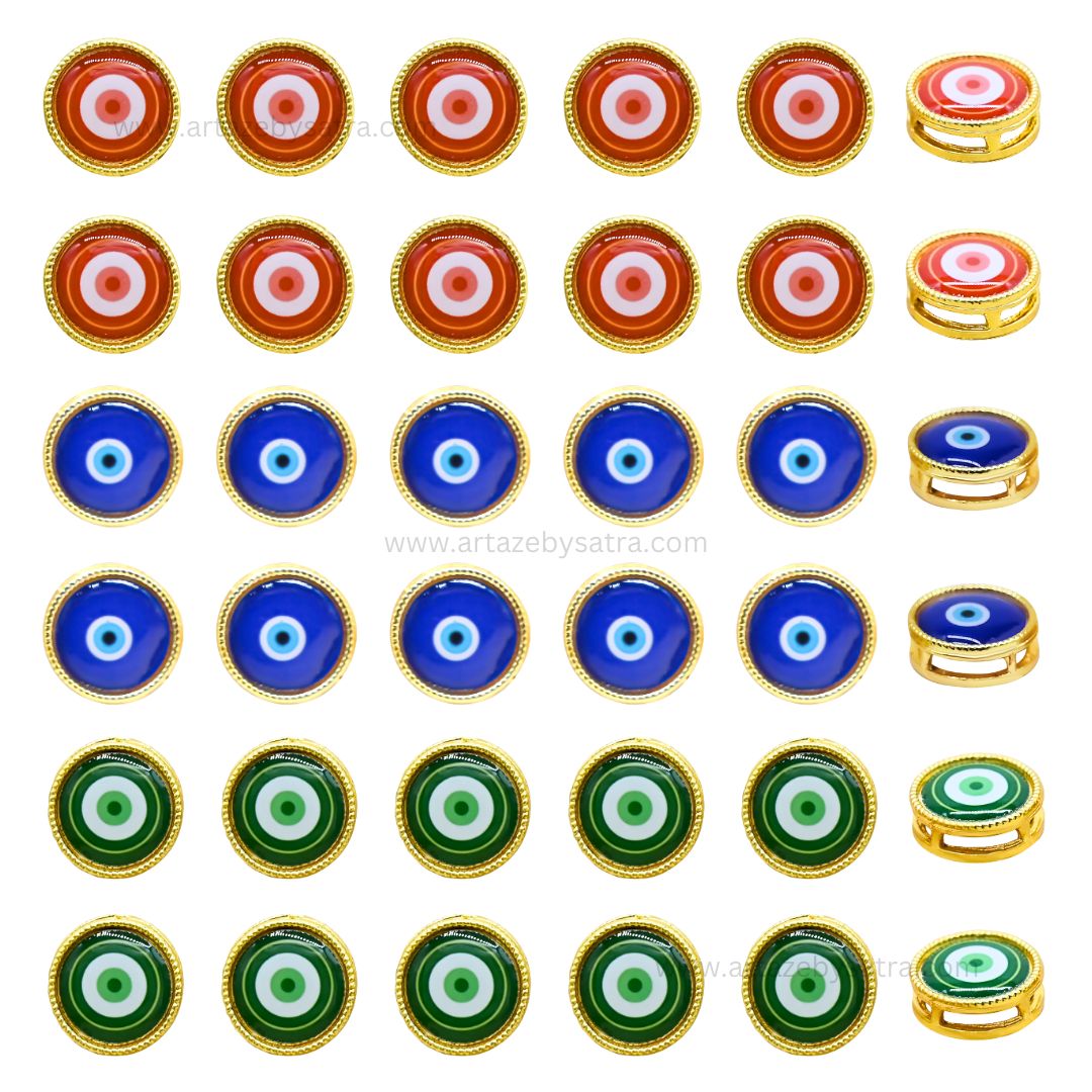 Round Evil Eye Meenakari Kundan Beads | Size : 12mm | Qty : 12pcs | MKB70