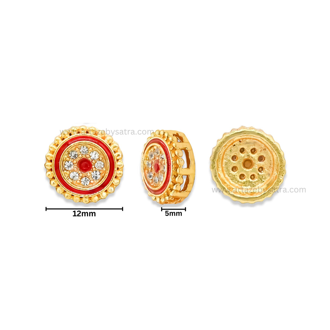 Round Meenakari Kundan Beads | Size : 12mm | Qty : 12pcs