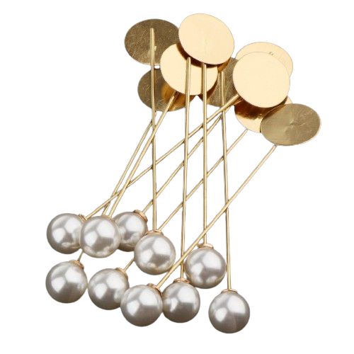 Pearl Lapel Pin | Size : 74mm Round Size : 17mm | 10pcs | BF112