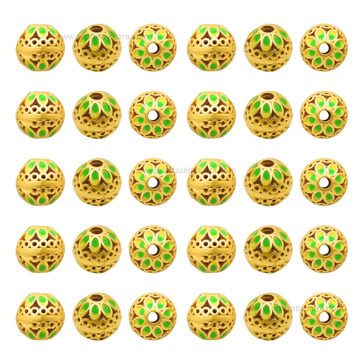 Brass Enamel Charms Beads | High Quality | Size : 8mm | Qty : 4pcs