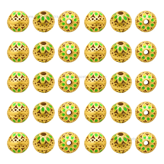 Brass Enamel Charms Beads | High Quality | Size : 10mm | Qty : 4pcs