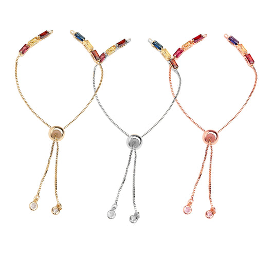 Brass Multicolor Stone Bracelet Adjustable Slider | Size : 4.5inch | Qty : 1pc | B09