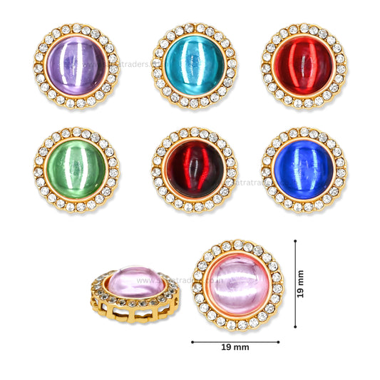 Diamond Round Meenakari Kundan Beads | Size : 19mm | Qty : 6pcs | MKB26