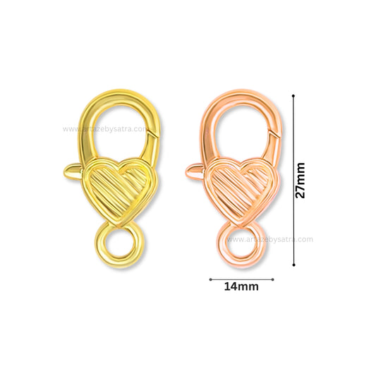 Metal Heart Lobster Clasp | Size : 27mm | Qty : 10pcs | BF37