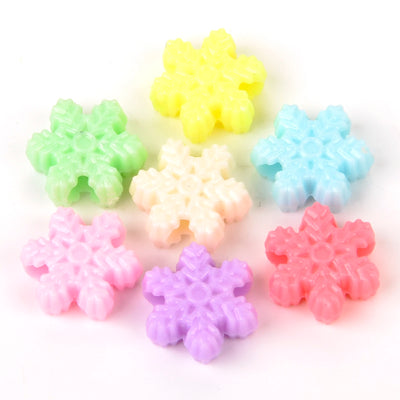 Assorted Snowflakes Pastel Plastic Beads | Size: 13mm