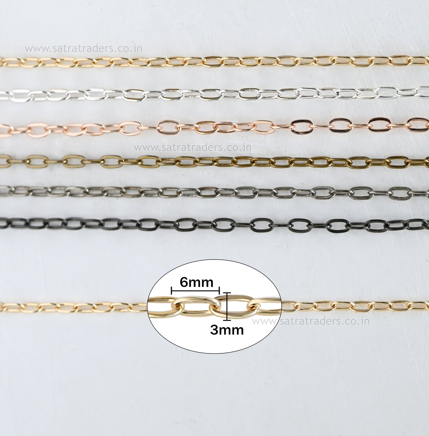 Iron Chain (Indian Plating) | Size : 3x6mm | IP05