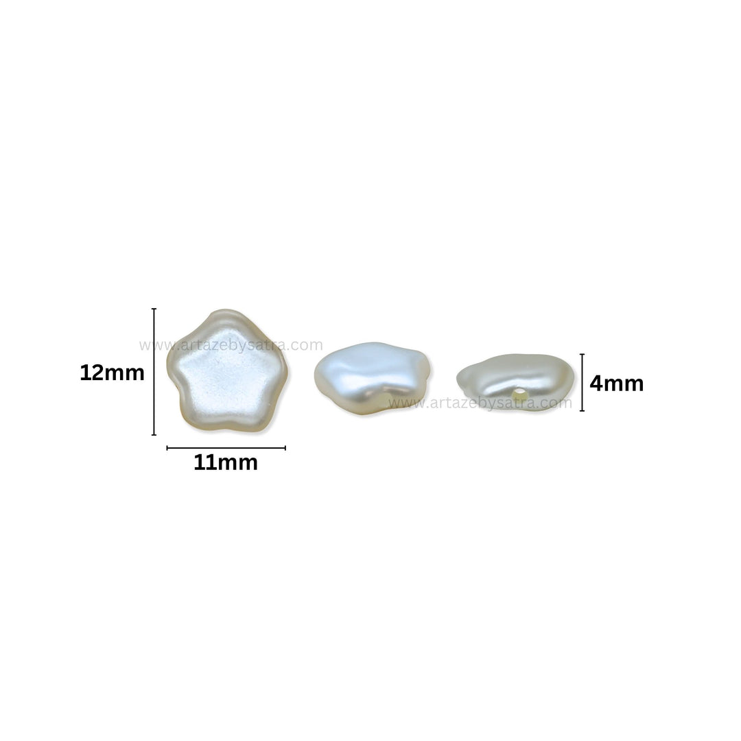 Curvy Star-Shaped Plastic Pearl Beads | Size : 12mm