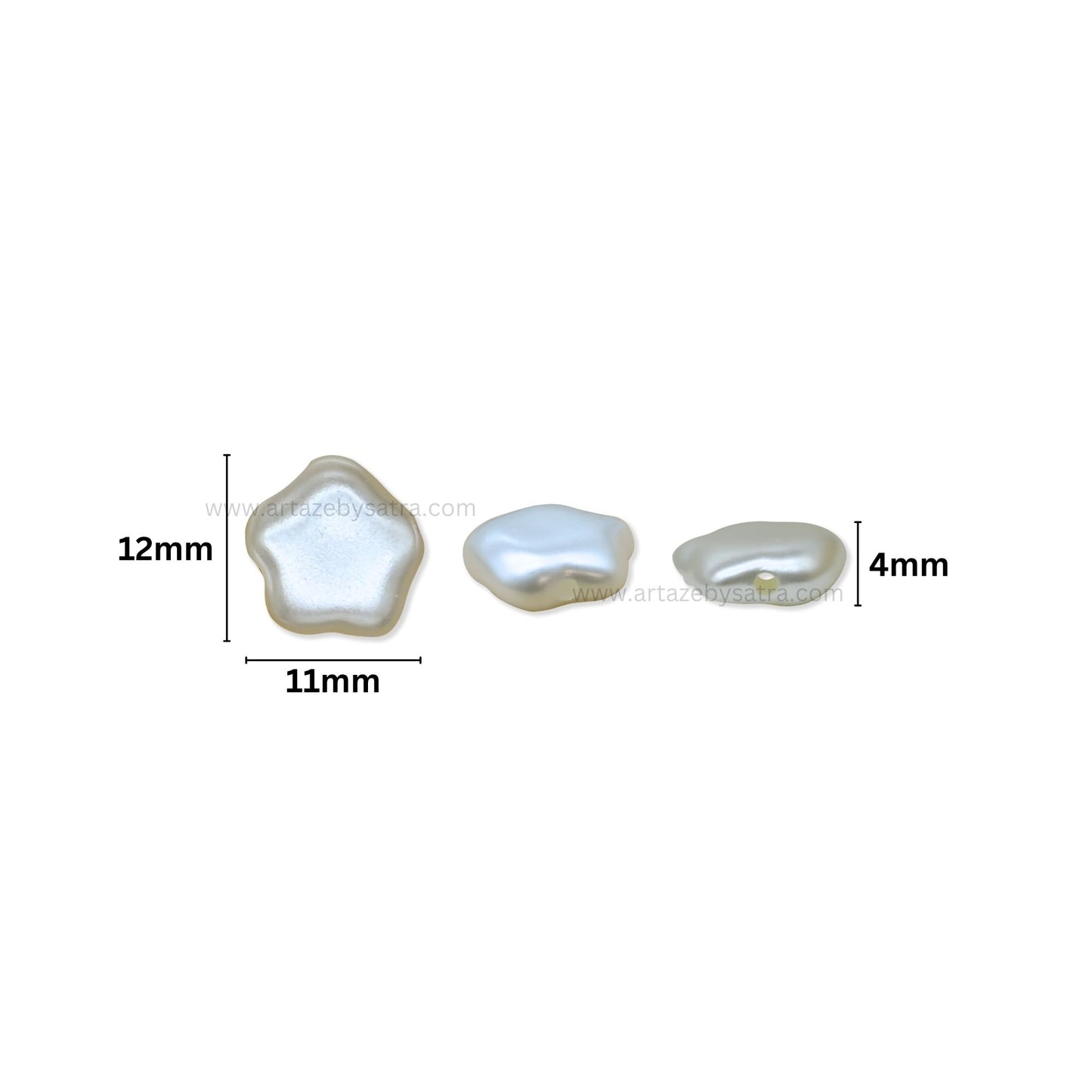 Curvy Star-Shaped Plastic Pearl Beads | Size : 12mm | PPB105