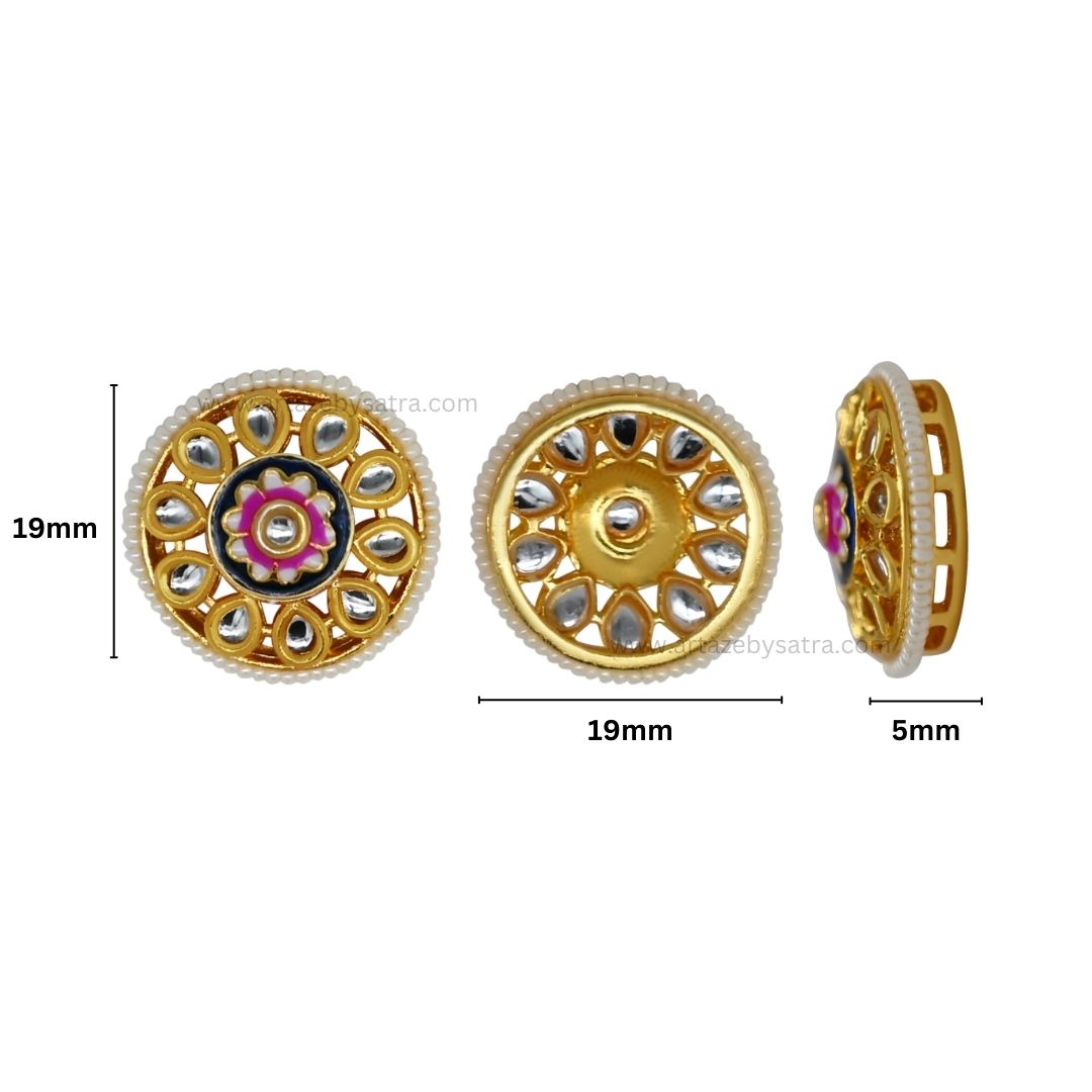 Meenakari Kundan Beads | Size : 16mm | Qty : 6pcs | C-546