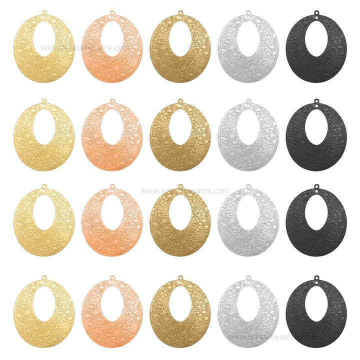2 Loop Oval Matt Finish Metal Art | Size : 49mm | Qty : 10pcs | MA373