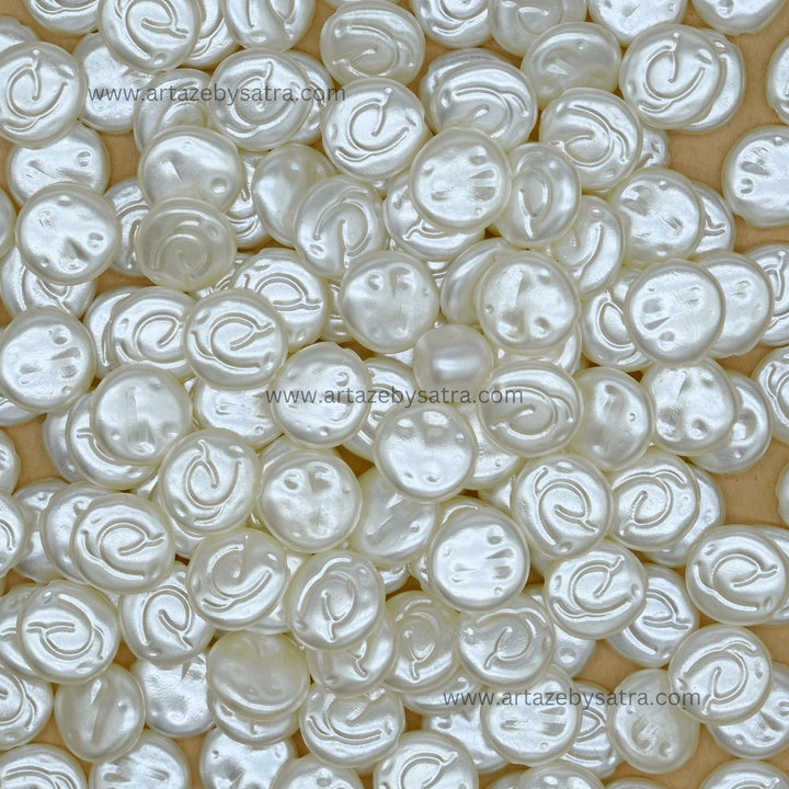 White Round Spiral Plastic Pearl Beads | Size : 12mm