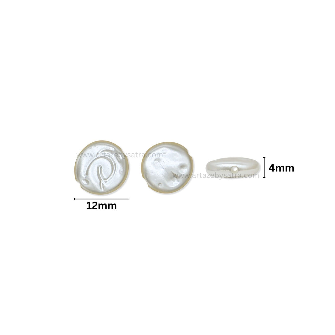 White Round Spiral Plastic Pearl Beads | Size : 12mm