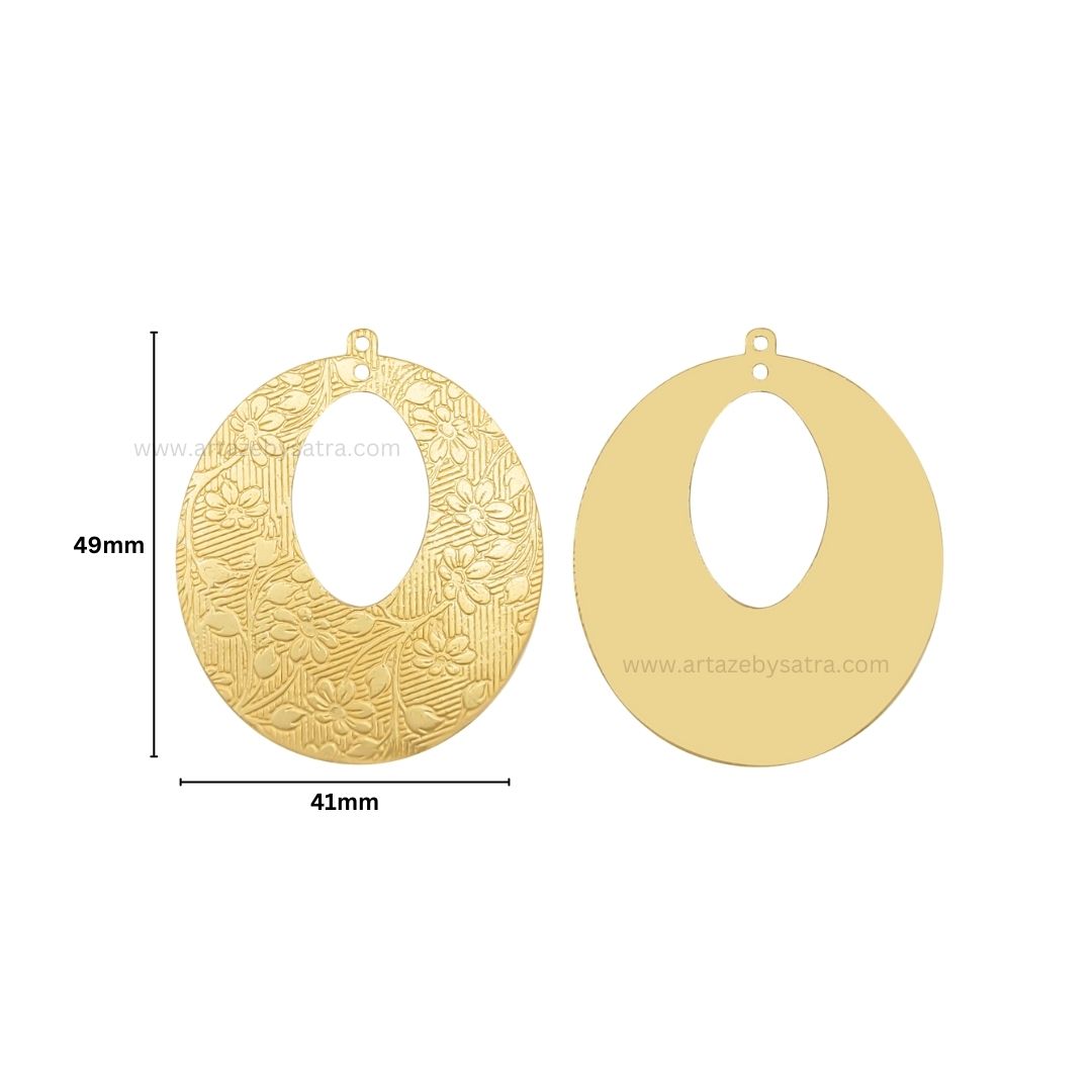 2 Loop Oval Matt Finish Metal Art | Size : 49mm | Qty : 10pcs | MA373