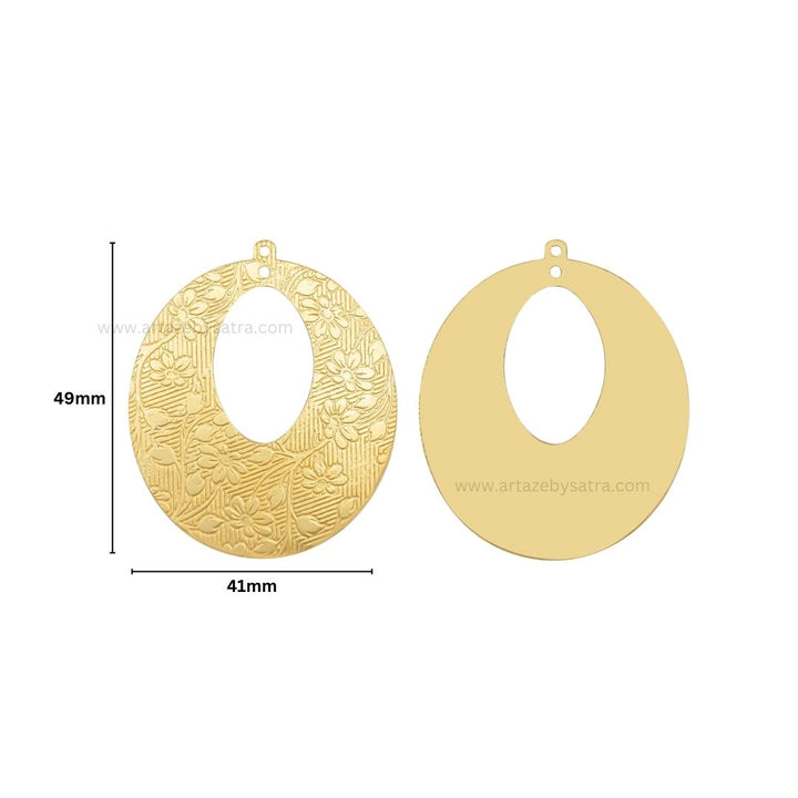 2 Loop Oval Matt Finish Metal Art | Size : 49mm | Qty : 10pcs | MA373
