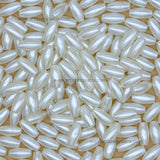 White Long Oval Plastic Pearl Beads | Size : 15mm | PPB108